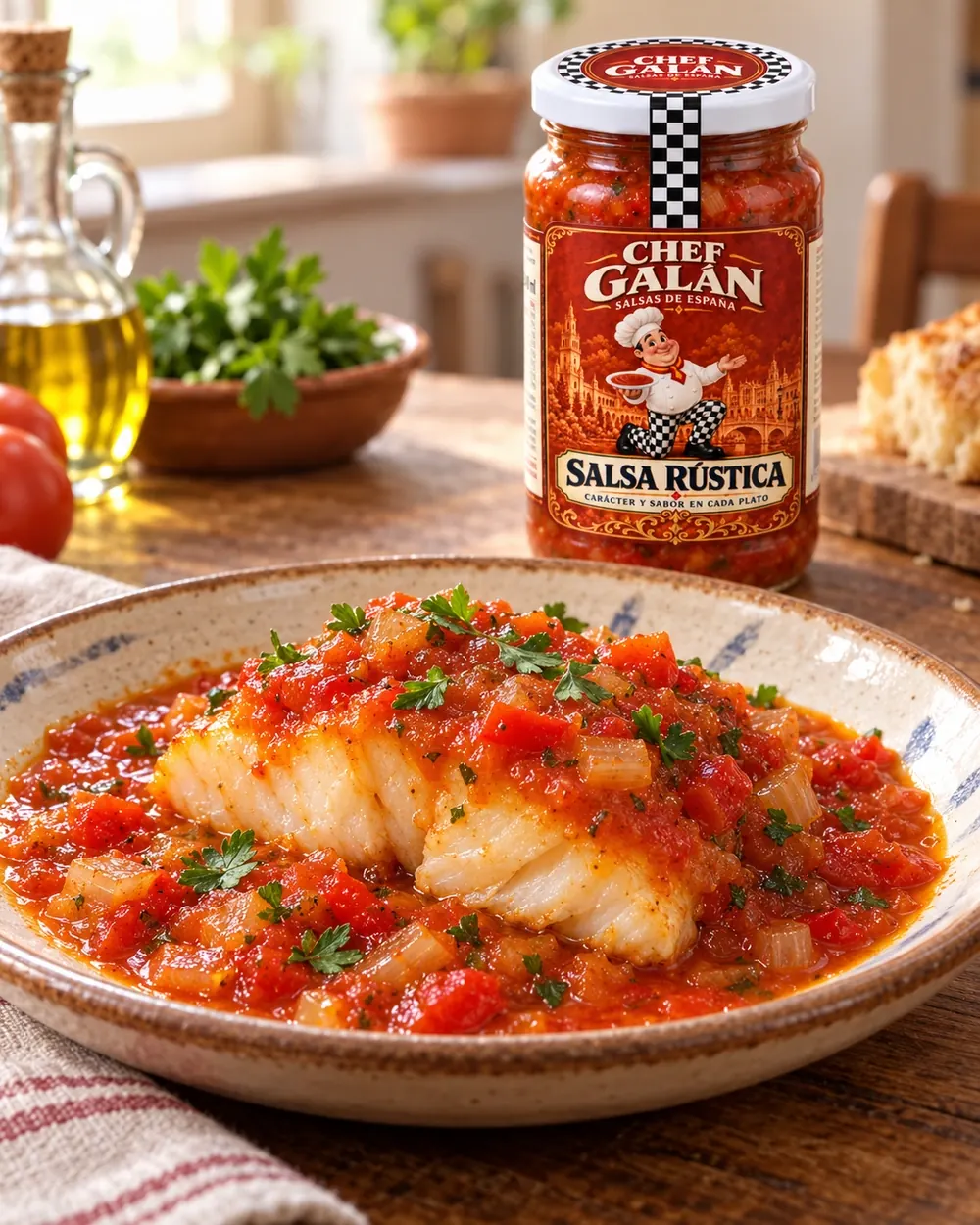 Bacalao con tomate rústico
