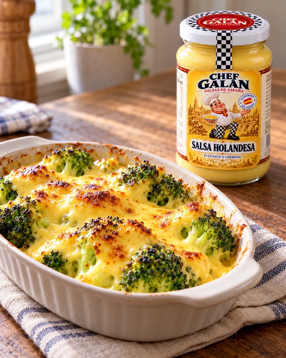 Brócoli gratinado con holandesa