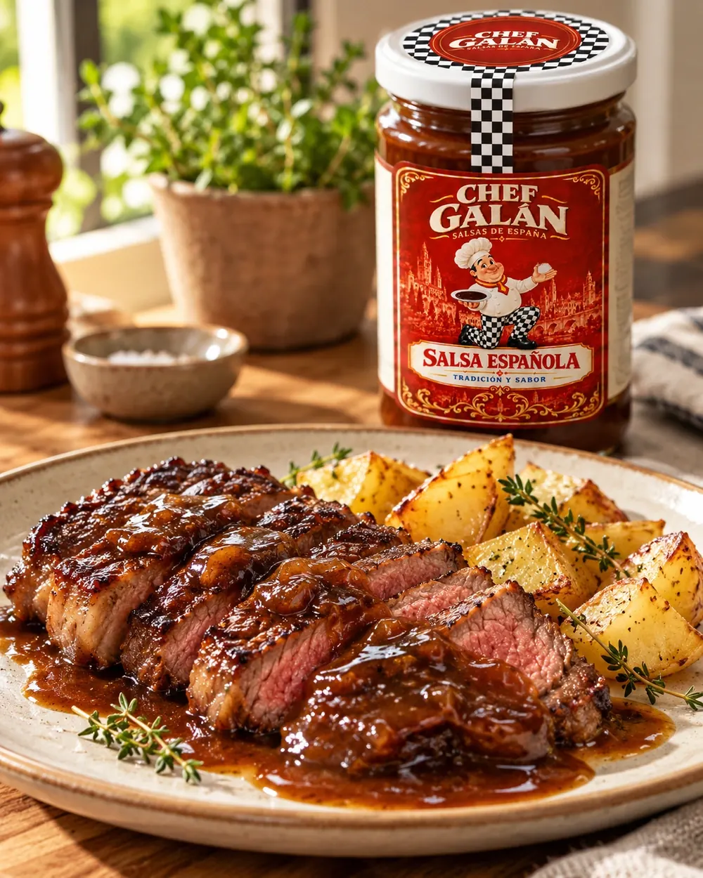 Entrecot a la plancha con salsa al Pedro Ximénez
