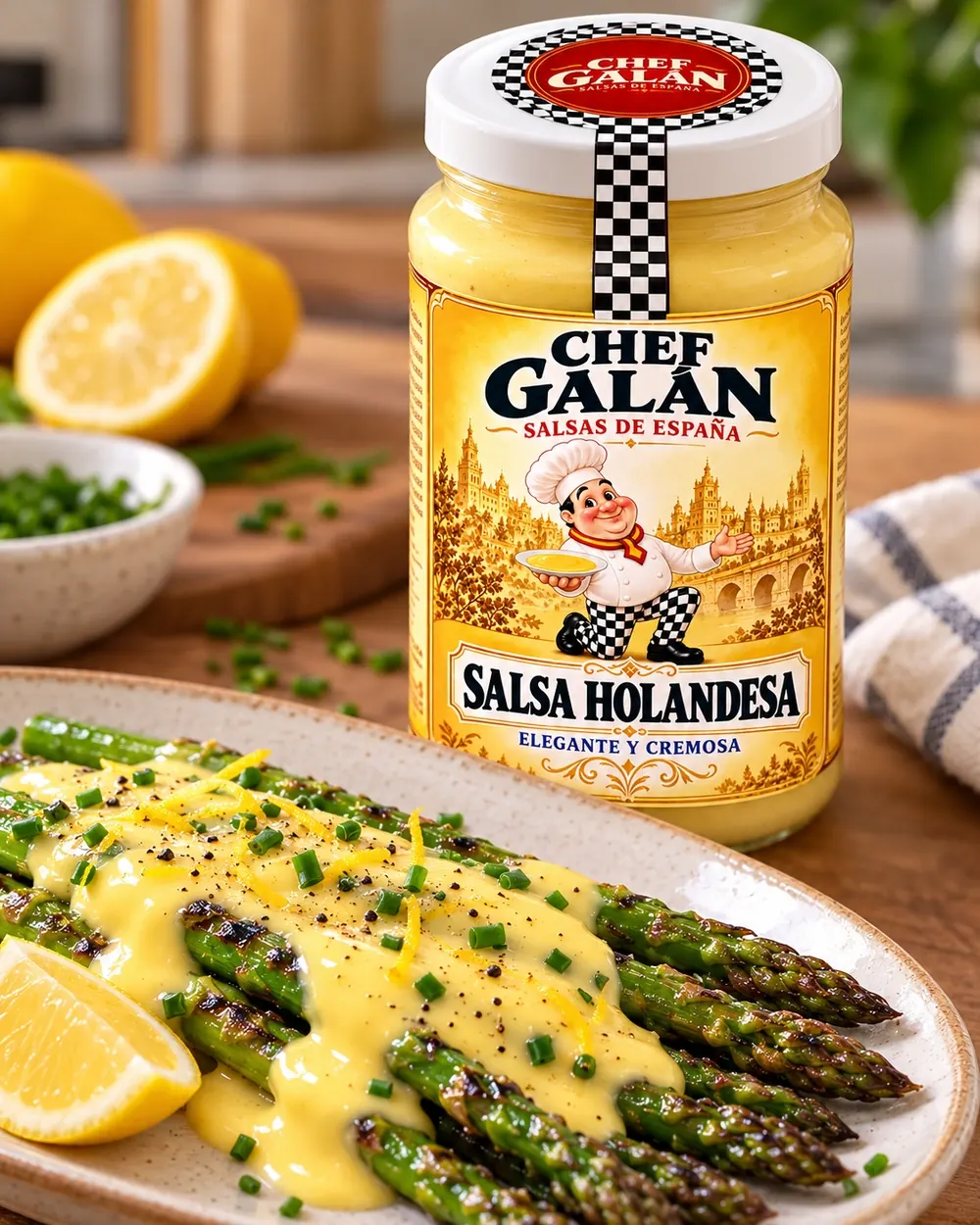 Espárragos verdes con holandesa