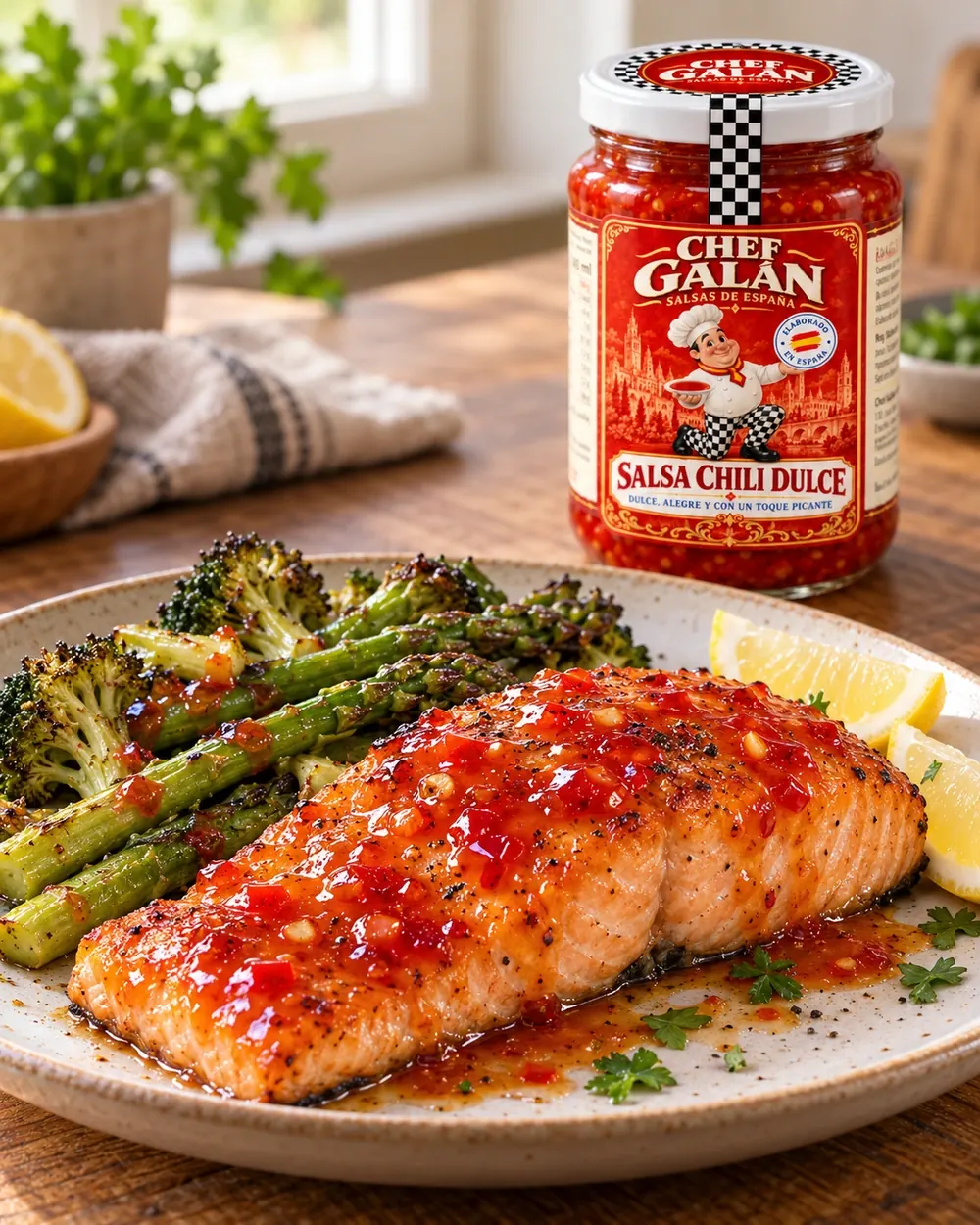 Salmón glaseado al horno