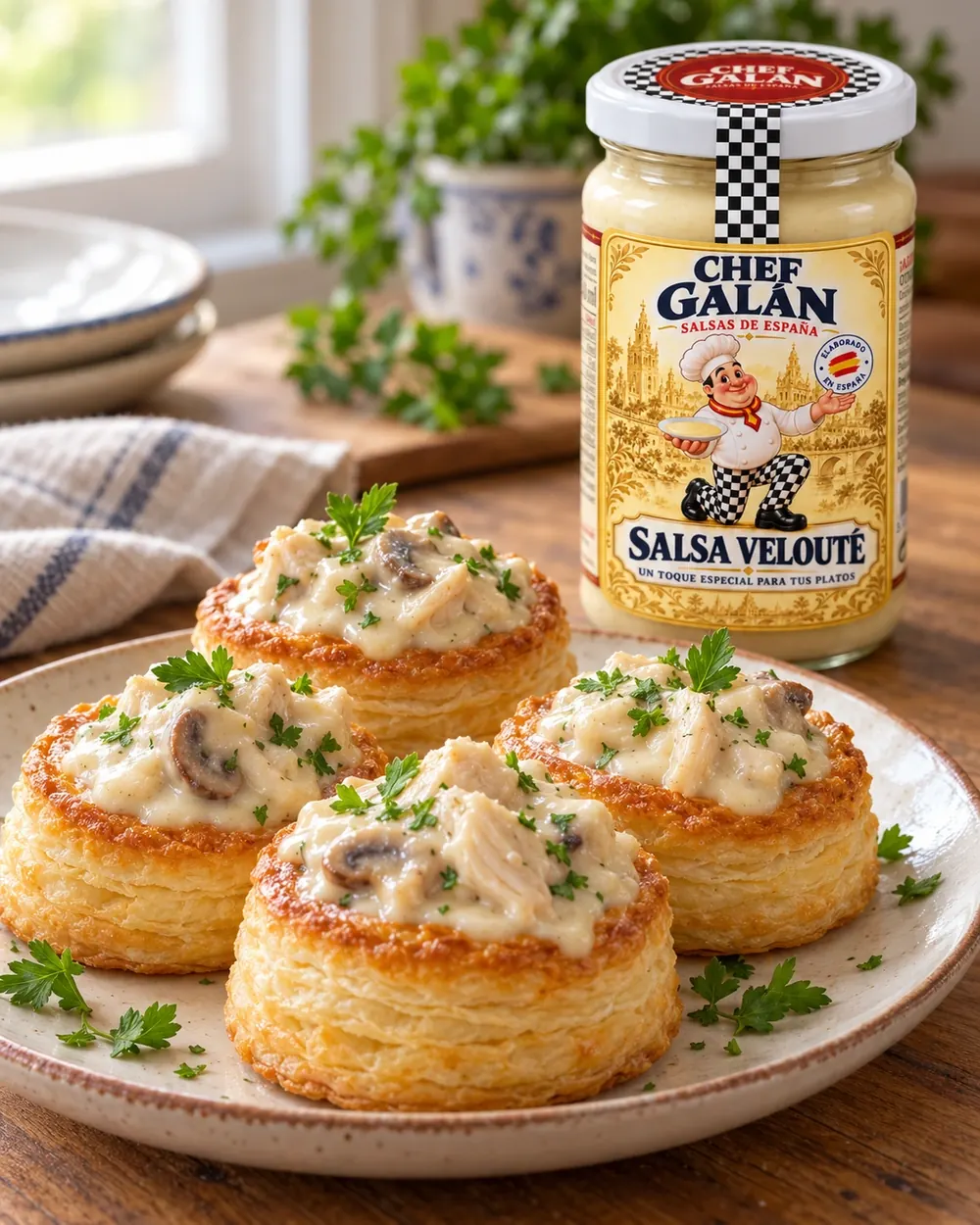 Volovanes de pollo y setas
